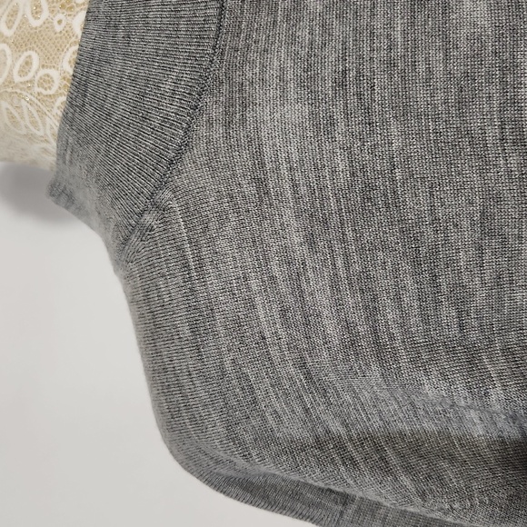 Uniqlo Sweater Mock Neck Merino Wool Grey XL Lightweight Knit Long Sleeve Preppy - Picture 4 of 13